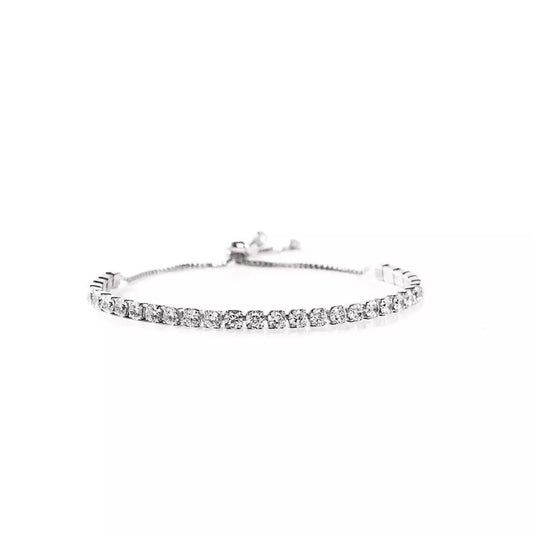 14K White Gold Tennis Bracelets with Crystals from Swarovski Adjustable
