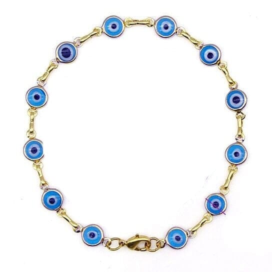 18k Gold Filled High Polish Finsh Evil Eye Bracelet