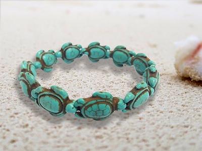 Handmade Turquoise Hawaiian Sea Turtles Bracelet - Turquoise
